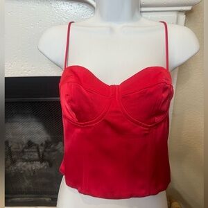 Jason Wu Red Satin Corset Crop Top SzS